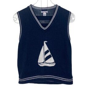 Kitestrings Nautical Vest Kids 12 Blue All Cotton Blue Sailboat Design Preppy